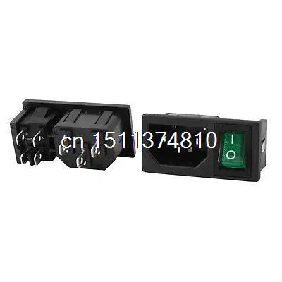 2 шт. IEC 320 C14 вход гнездо w предохранитель зеленый свет клавишный выключатель DPST