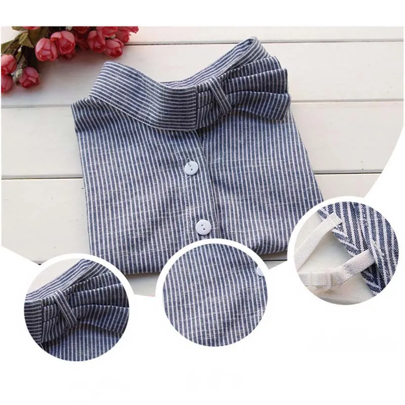 2019 Small Fresh Style Fake Collar Blue/White Pinstripe Detachable Shirt Tie Sweater Clothing Accessories |
