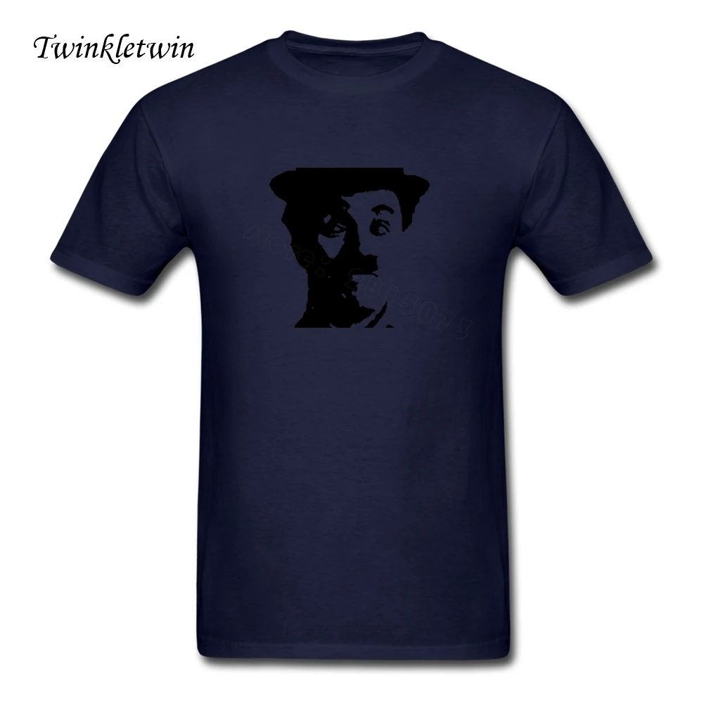 Лето 2018 натуральный хлопок молодежи Чарли Чаплин футболка Для мужчин низкая цена