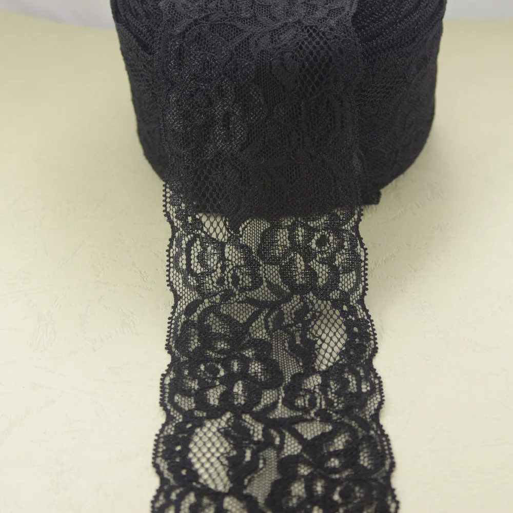 

Clearance 32 Yards 70mm Width Black Elastic Stretch Lace Trim Sewing Garment Elastic Lace H79