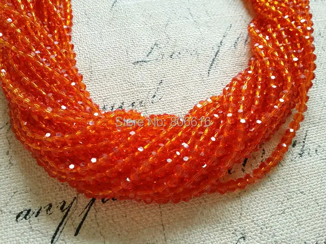 

4*4MM 500Pcs Orange Crystal Glass Loose Beads Fashion Jewelry Findings Accessories
