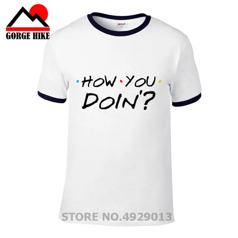 Новинка лета, топы, футболка, Homme, круглый вырез, короткий рукав, хлопок, How You Doin Friends, ТВ-шоу, темный рисунок, футболки для мужчин