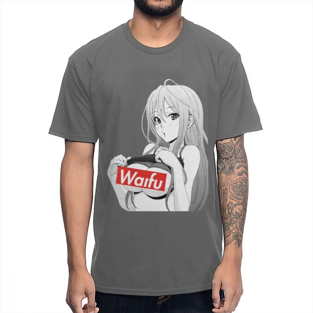 Японское аниме Waifu секс футболка модная сексуальная Ahegao графический принт футболка S-6XL уникальный дизайн футболка - Цвет: Темно-серый