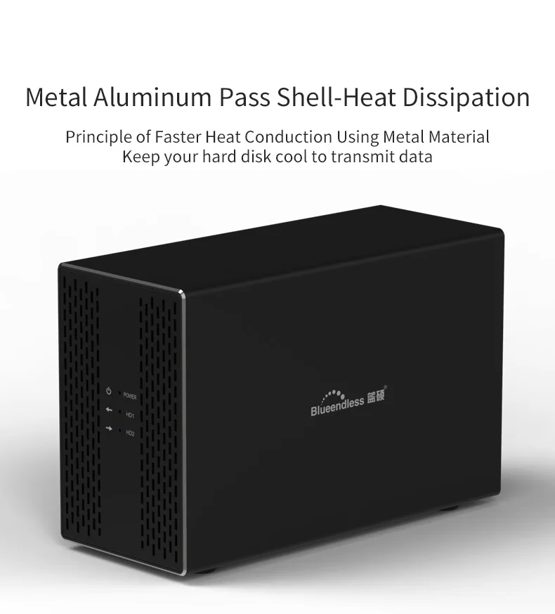 Blueendless алюминиевый инструмент бесплатно 2 отсека 3," SATA для USB 3,0 внешний жесткий диск Поддержка 2x10 ТБ диск-черный