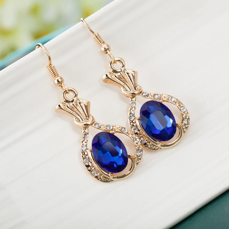 2017 Роскошные серьги с синими кристаллами для женщин модные брендовые