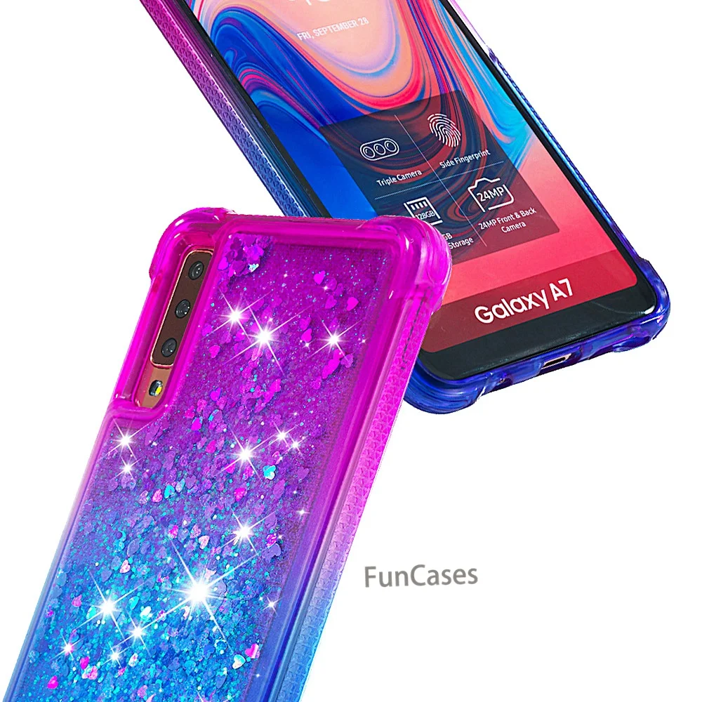 Динамический чехол для samsung A7 2018 силиконовый Galaxy A750 случае блеск Жидкая телефон