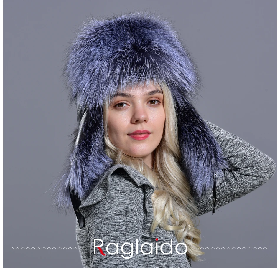 Raglaido зимняя шапка Снежная русская меховая шапка для женщин и мужчин бомберы шляпы с настоящим мехом толстые теплые лисы+ овчина шапки LQ11189