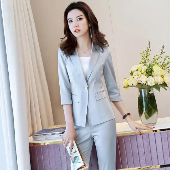 Однотонные черные белые розовые синие женские брючные костюмы с зубчатым