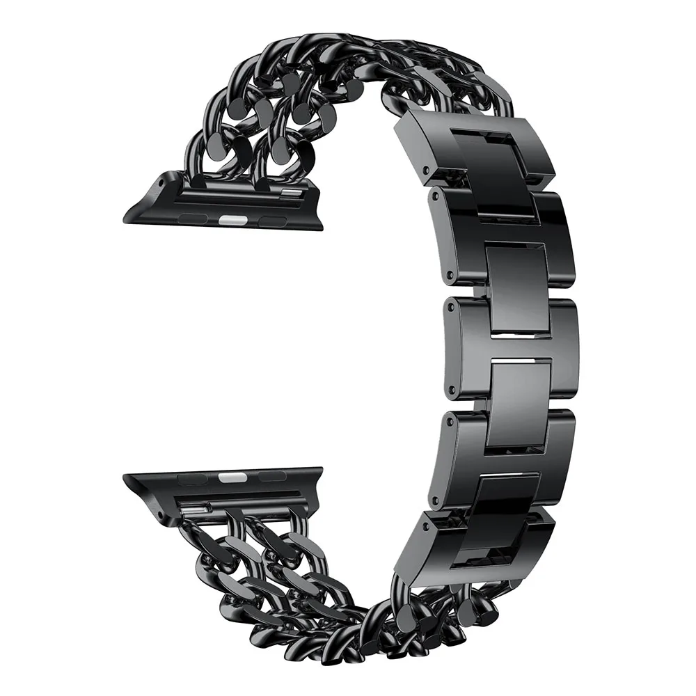 Black Ремешок из нержавеющей стали для Apple Watch Band 4 42 мм 44 мм металлический браслет Смарт-ремешок для iWatch Series 1 2 3 38 мм 42 мм - Цвет ремешка: Black