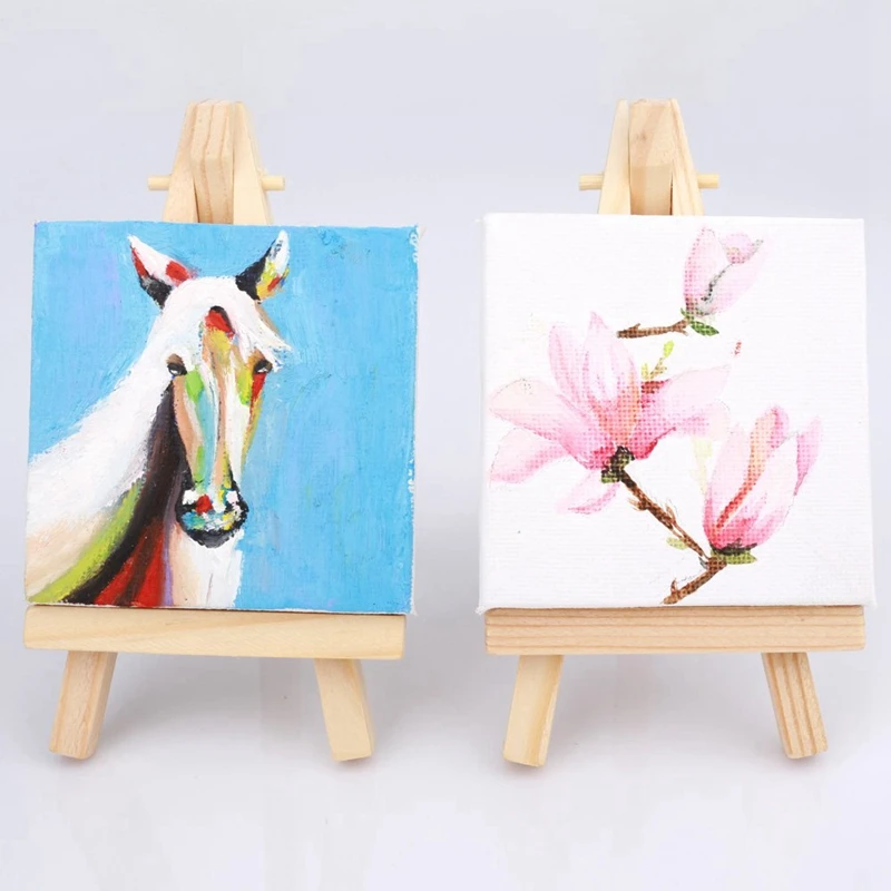 10 Sets Mini Display Easel With Canvas 8X8Cm Wedding Table Numbers Painting Hobby Craft Diy Drawing Small | Канцтовары для офиса и