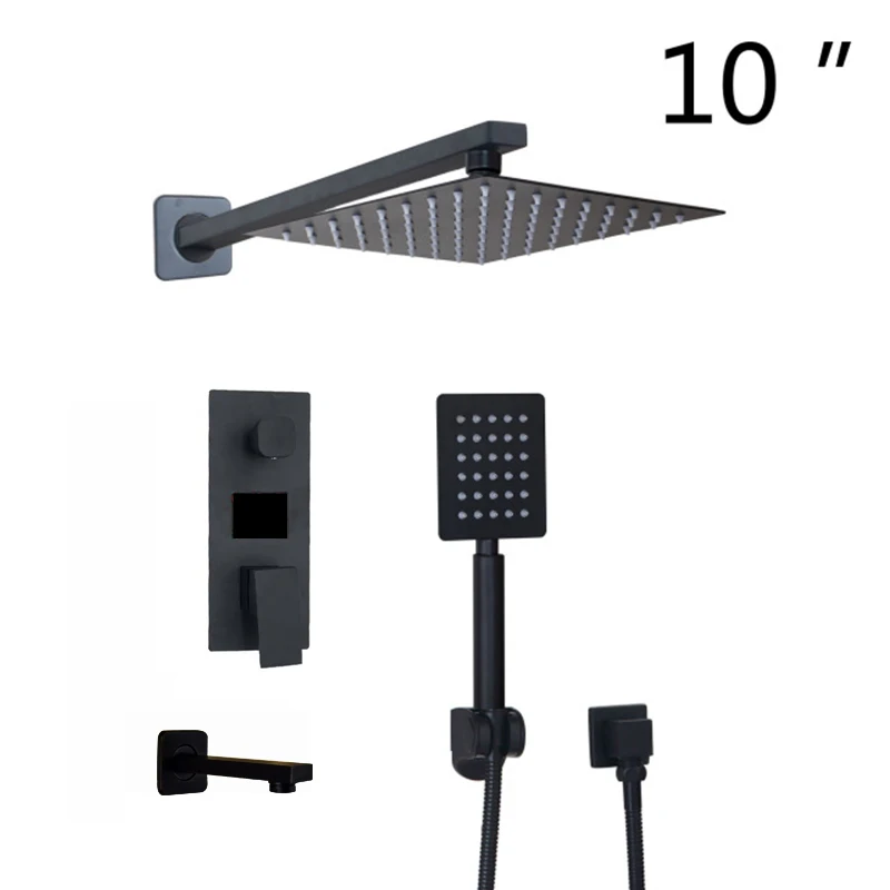 10 inch shower set 1 JIENI матовый черный Ванная комната душа Осадки Насадки для душа 2 способа цифровой Дисплей смеситель 3-функции цифровой смеситель для душа - Цвет: 10 inch shower set 1