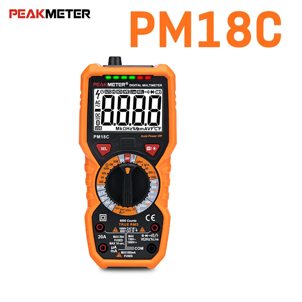 PEAKMETER Цифровой мультиметр PM890C/PM890D/PM18/PM18C True RMS AC/DC Измеритель сопротивления напряжения частота NCV тестер - Цвет: PM18C