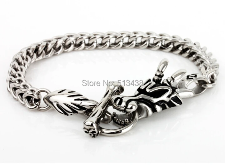 Мужской простой элегантный браслет 9 дюймов Байкерская цепь из нержавеющей стали