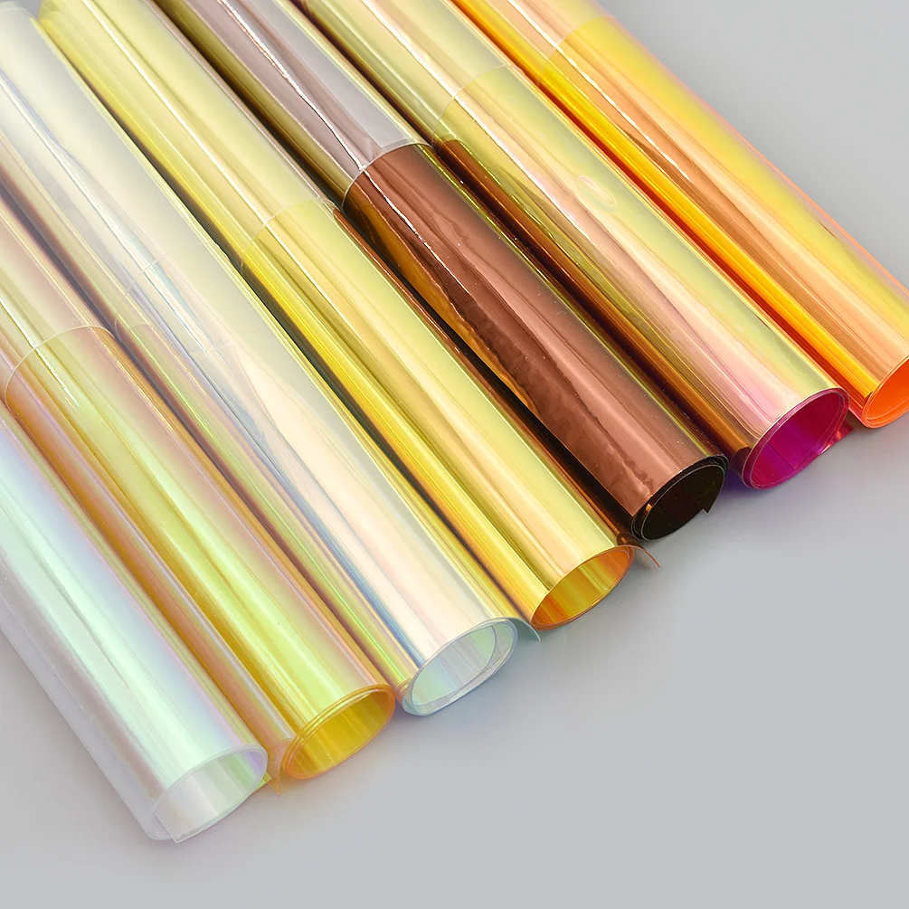 A4 Размер Радужная голографическая ткань прозрачная ПВХ виниловый швейный