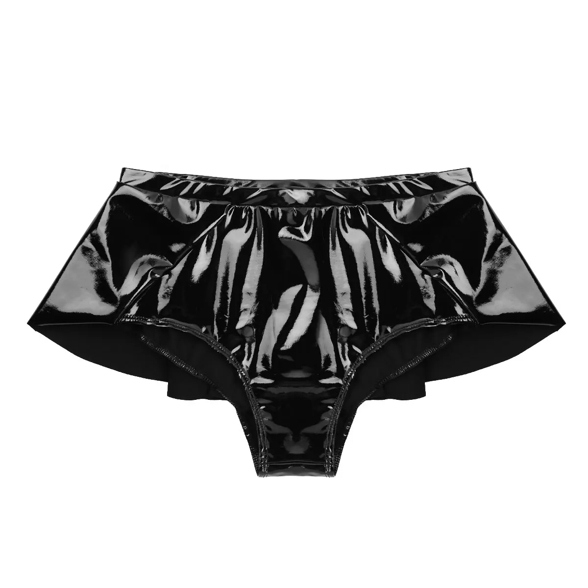 Женские черные Пикантные мини шорты TiaoBug из лакированной кожи с высокой талией