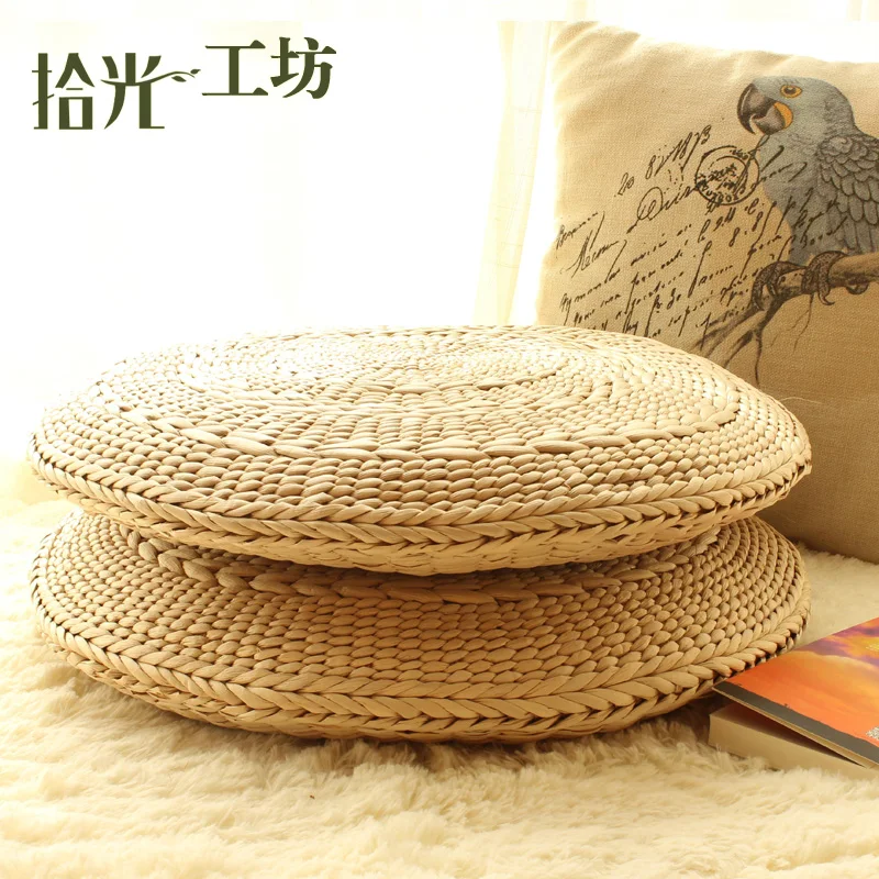 

Handmade Circle Grass Meditation Cushion Straw Mats Japanese Floor Cushions Tatami Futon Yoga