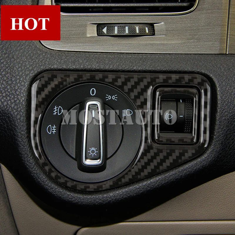 

For Volkswagen Golf 7 MK7 Carbon Fiber Headlight Switch Button Trim Cover 2013-2018 2pcs Car Accessories Interior Car Decor