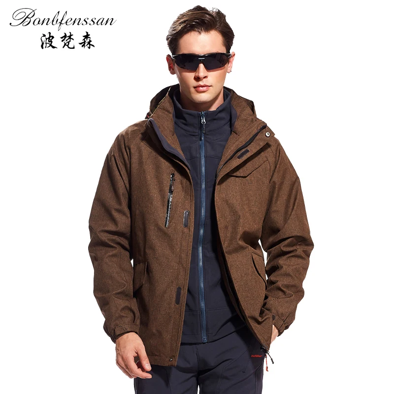 Мужская зимняя куртка 3 в 1 с флисовой подкладкой и защитой от ветра|Походные