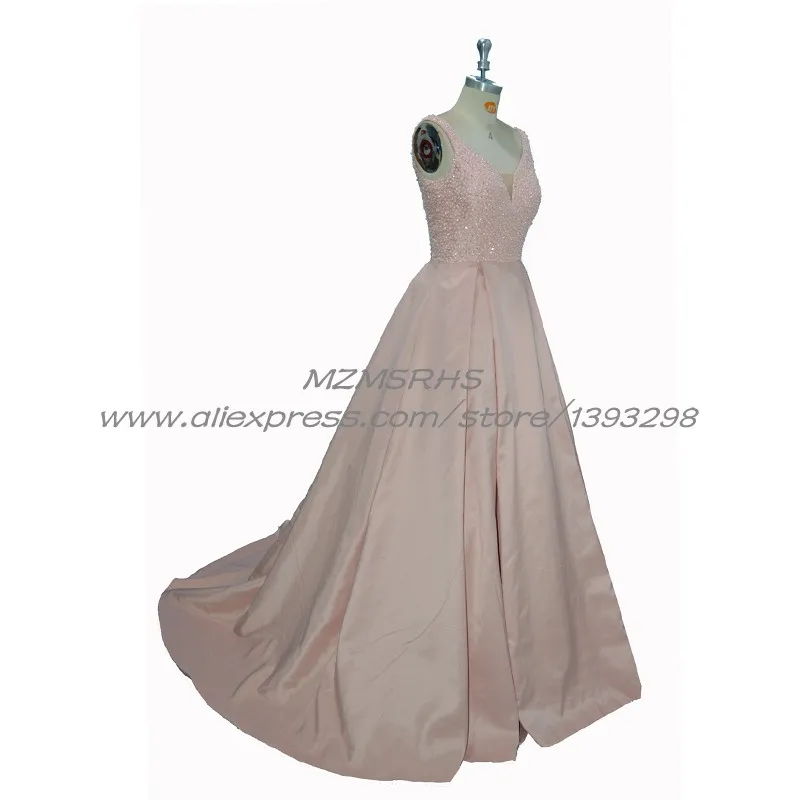 Блестящее бальное платье с бусинами и V образным вырезом для выпускного вечера 2017