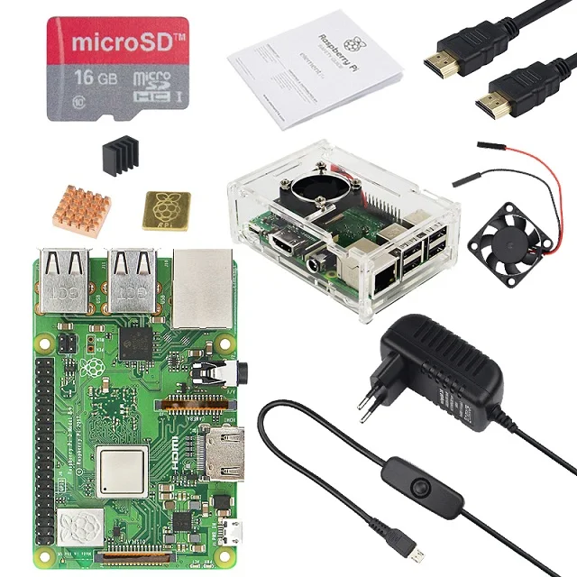 Комплект 2 UK Raspberry Pi 3 Model B Plus комплект WiFi и Bluetooth с адаптером питания 3A акриловый чехол лучше, чем Raspberry Pi 3B - Комплект: Комплект 2