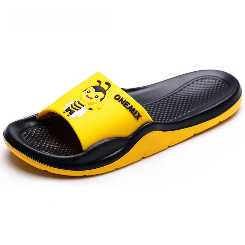 Cute bee 1560 ONEMIX Мужчины Женщины Повседневная Тапочки Мода Личность Открытый нескользящие Летние Сандалии Мужская Пляжная Обувь для Детей - Цвет: Cute bee 1560