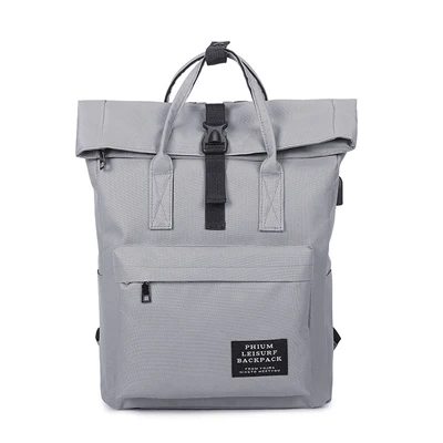 Школьная сумка женская внешняя зарядка через usb рюкзак мужской Mochila Escolar пара рюкзак для ноутбука Молодежный модный тренд - Цвет: Серый