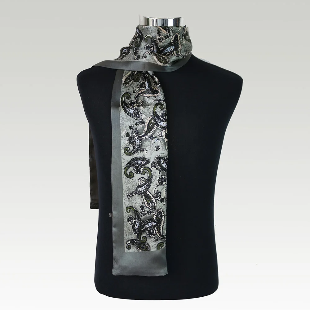 

Fashion Cashew Flowers Pattern Print Double Layer Silk Satin Neckerchiefs New Vintage Pure Silk Scarf Men Plaid Scarfs NWJ5