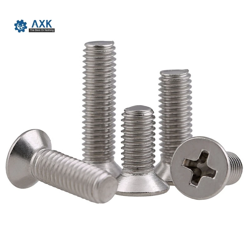 Head Screw Axk 304 Stainless Steel M5*(6/8/10/12/14/16/20/25/30~65 Mm 50pcs Machine Phillips Gb819 M5 Flat High Quality Service - купить по