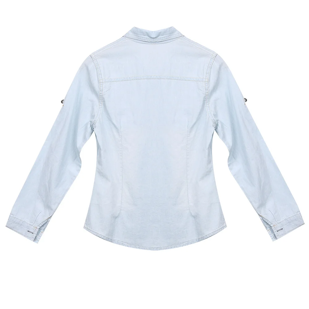 Женская джинсовая рубашка с длинным рукавом модная повседневная одежда