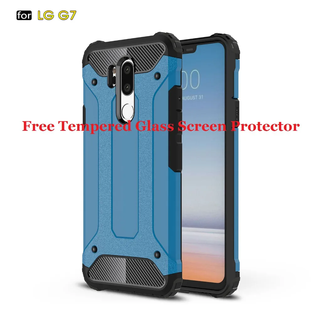 Для LG G7 задняя крышка двойной слой жесткий и премиум Гибкая ТПУ Гибридный