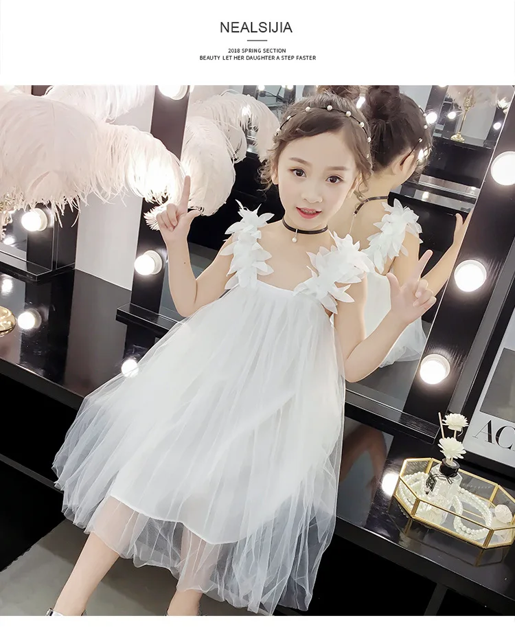 Элегантные летние синие детские платья для девочек белая повседневная одежда 12