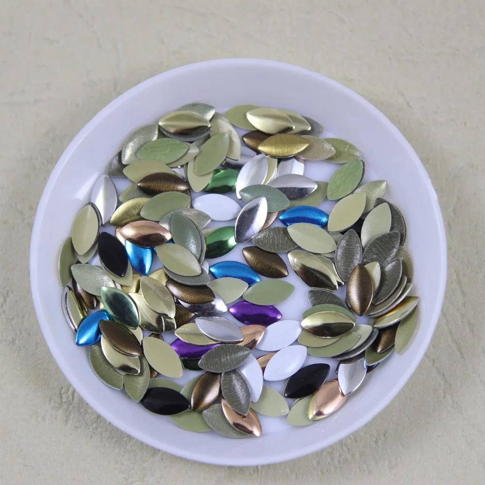 720 pcs/lot 4mm*8mm Horse eye iron-on hotfix aluminum metalic with adhesive Hot drilling DIY clothes/garment accessories