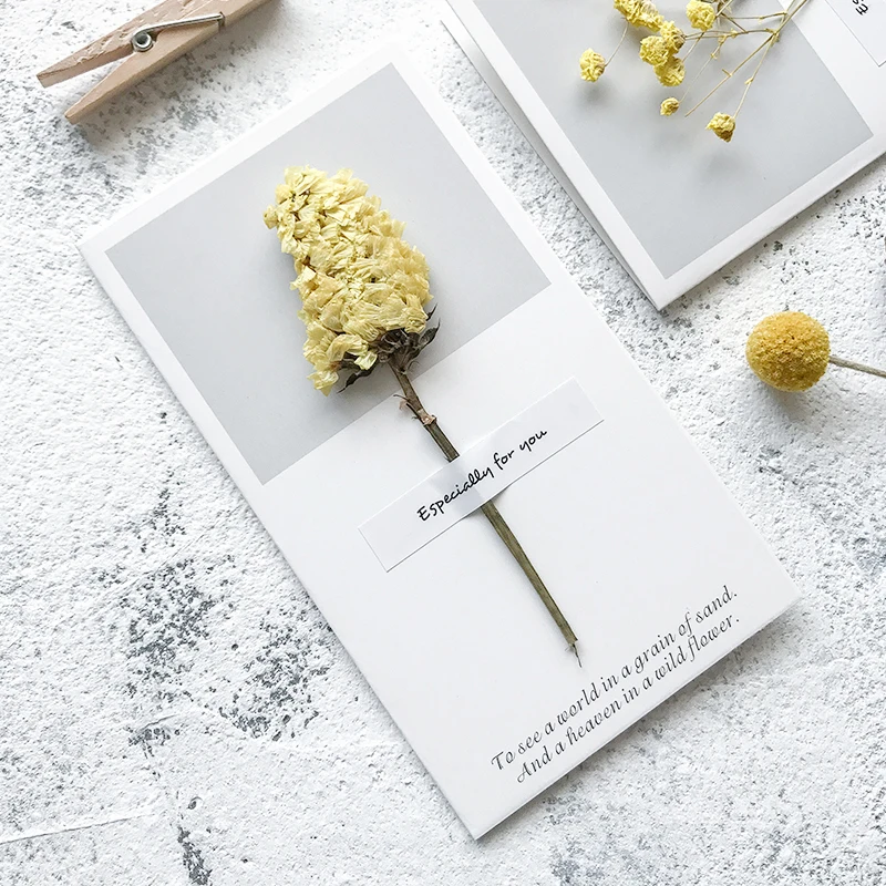1 шт. креативная открытка на день рождения сухость цветок благодарение с
