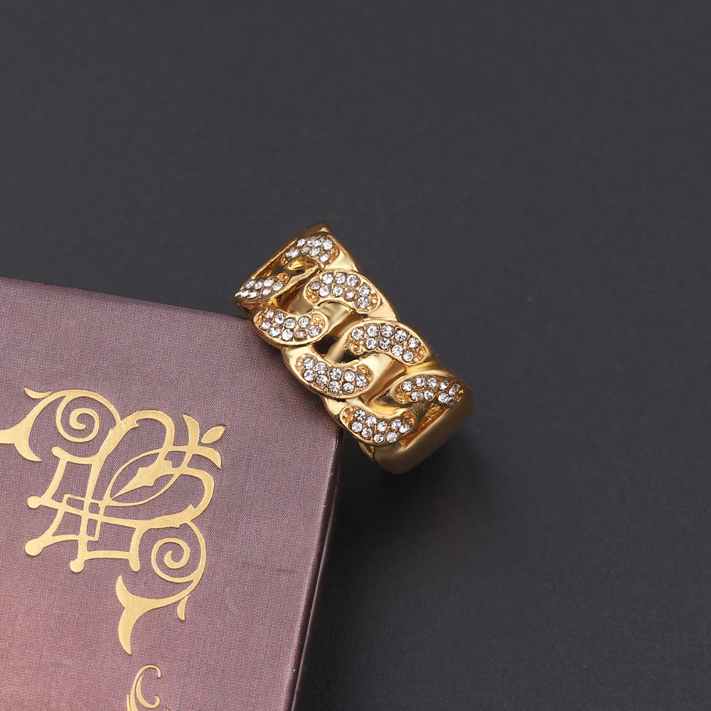 Хип хоп КУБИНСКИЙ звено кольцо цепь микро паве Стразы сверкающие титановые