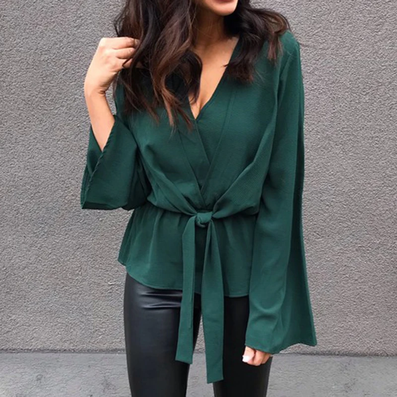 Женская шифоновая блузка с длинным рукавом на весну и лето Повседневная офисная v