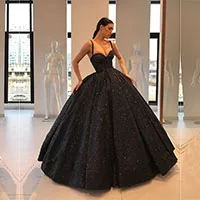 Black as picture DZW193 блестящее Длинное Пышное вечернее платье без рукавов блестящее женское черное в арабском стиле строгое вечернее платье - Цвет: Black as picture