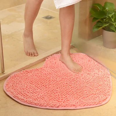 Pink 40*50 см нескользящий напольный коврик из синели, коврик для ванной комнаты, моющийся коврик для туалета, дверной коврик в форме сердца, 1 шт., напольный ковер для гостиной - Цвет: Pink