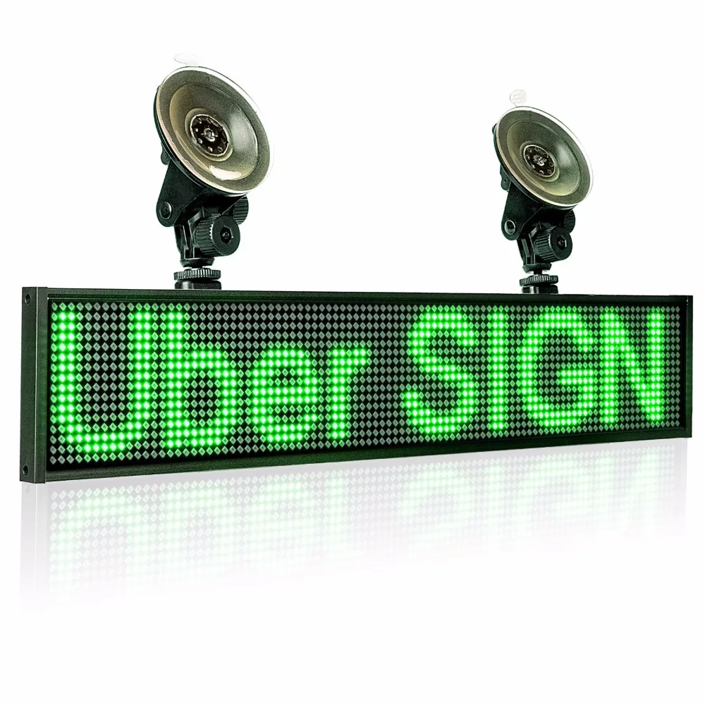 

50cm P5mm Wif Indoor LED Sign panel,12v Car Scrolling Ad Message board Green SMD display screen Support iOS phone input 2 sucker