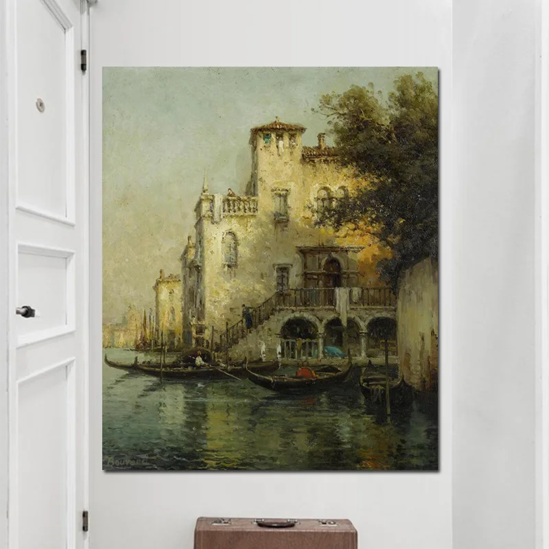 Print Resorts Water Town Venice Seascape Oil Painting on Canvas Vintage Poster Modern CuadrosWall Art Pictures for Living Room | Дом и сад