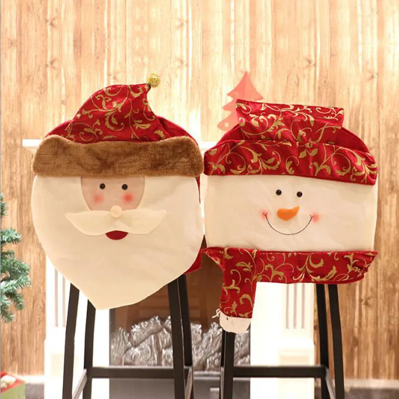 1 шт./лот рождественские украшения ткань для стула крышка Санта Клауса оленя