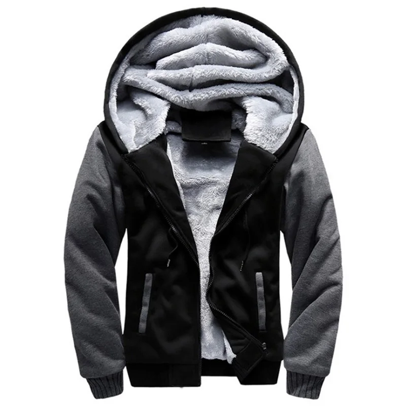 dark grey Новая мужская куртка зимняя Толстая Теплая Флисовая мужская куртка на молнии Спортивная одежда Мужская Уличная зимняя куртка для мужчин 4XL5XL - Цвет: dark grey