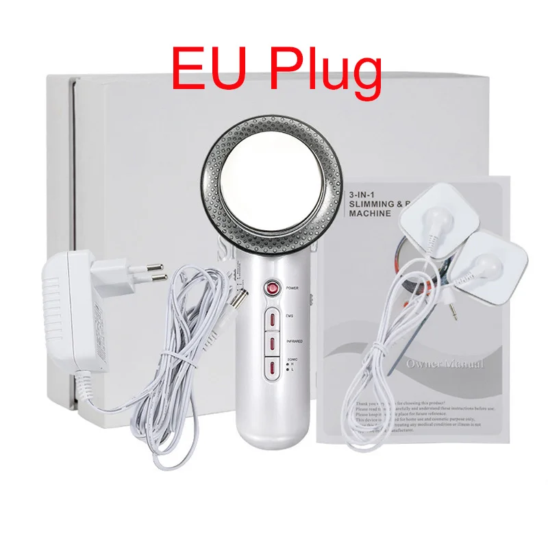 With Gift Box EU EMS массажер для похудения и похудения, Антицеллюлитный жиросжигатель, гальваническая инфракрасная ультразвуковая кавитационная терапия, красота тела - Color: With Gift Box EU