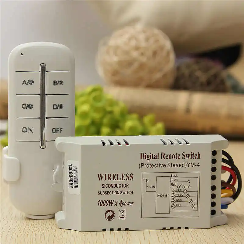 Беспроводной 4 канальный выключатель с ДУ для лампы 220 В|220v wireless control switch|stair switch220v |