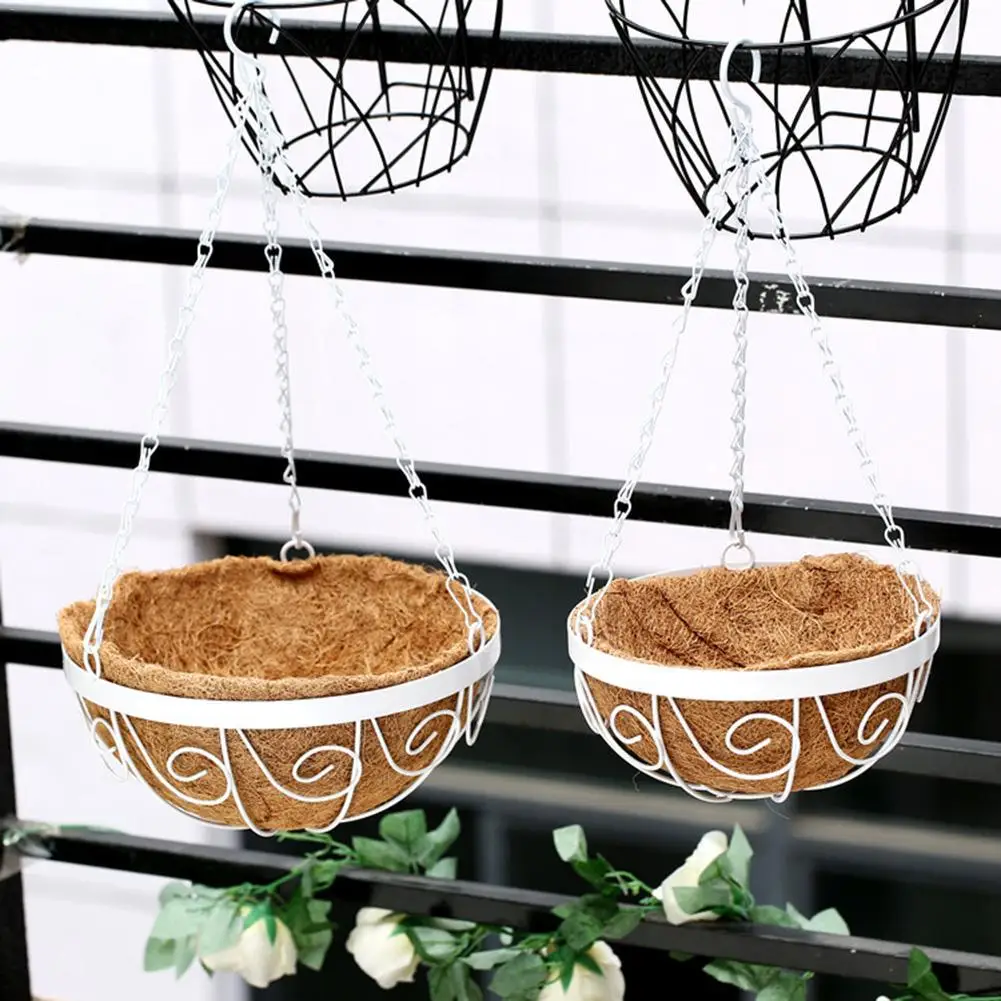 Подвесной Железный круглый цветочный горшок Висячие горшки окна ротанга Декор