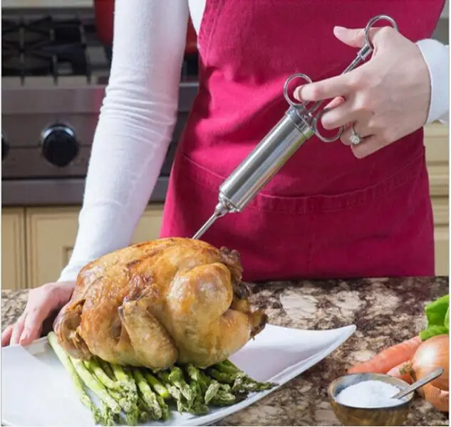 Инжектор приправ 2 унций для индейки сверхмощный инжектор мяса 304 нержавеющая