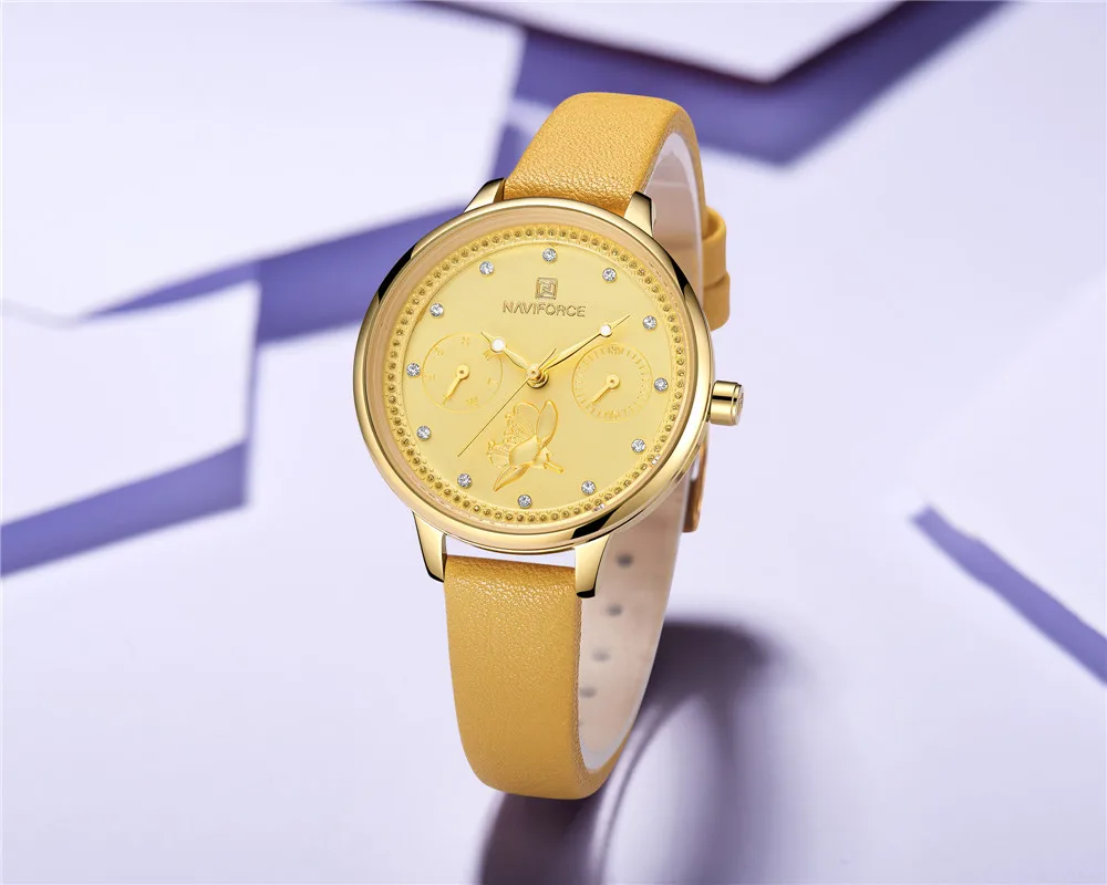

NAVIFORCE Women Watches Top Brand Luxury 2019 Wristwatch Female Clock Leather Lady Quartz-watch Montre Femme Relogio Feminino