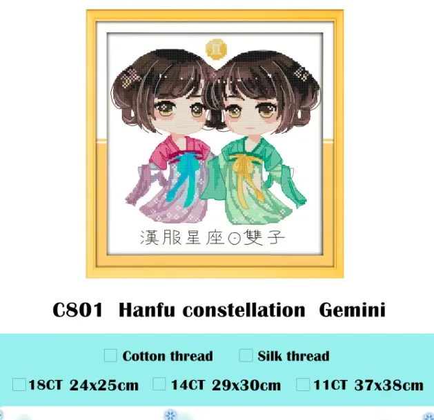 Красный Hanfub Созвездие Набор для вышивки крестом мультфильм девушка 18ct 14ct 11ct граф печать холсты стежков вышивка DIY рукоделие ручной работы - Цвет: Красный