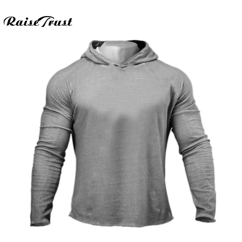 Мужская толстовка для фитнеса Приталенная с длинным рукавом реглан бодибилдинга