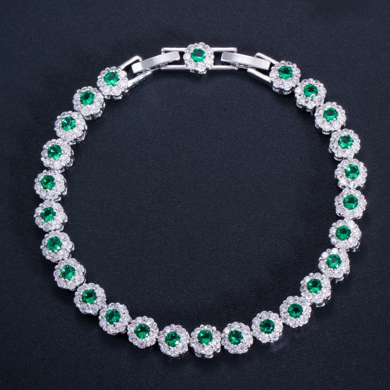 Очаровательный темно синий кристалл женские теннисные браслеты с кубическим