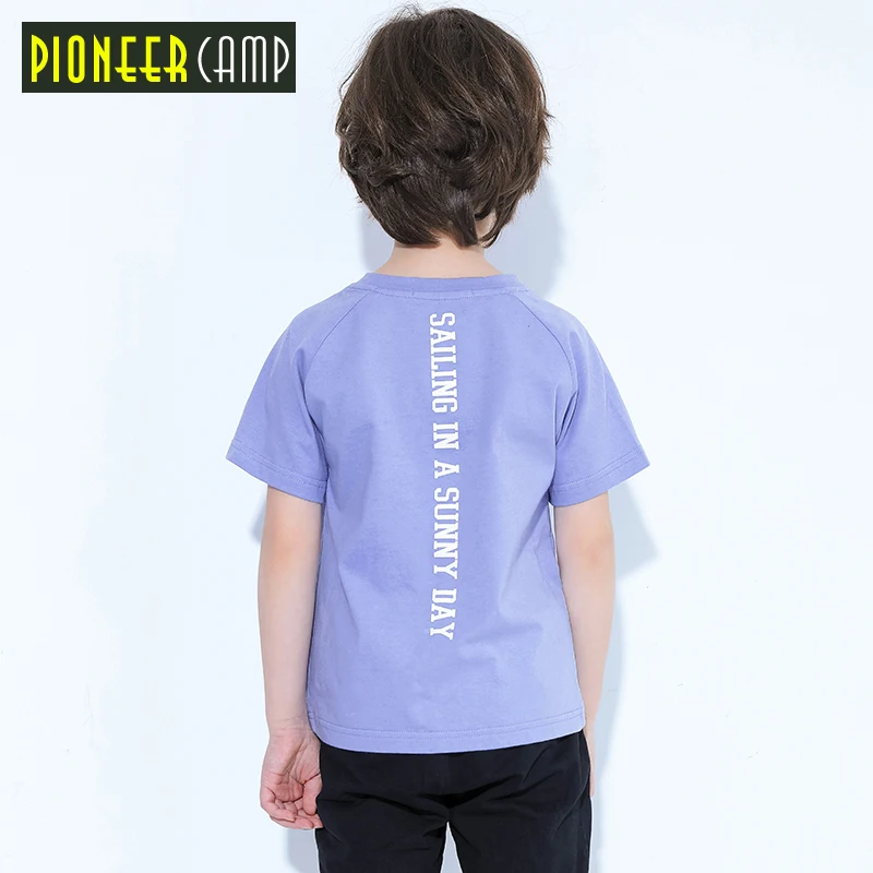 Pioneer Kids/летние фиолетовые футболки с короткими рукавами Топы буквенным принтом